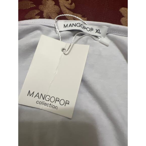 MANGOPOP Cross Wrap Ruched V Neck Short Sleeve Bodysuit NWT Size XL - Picture 6 of 7